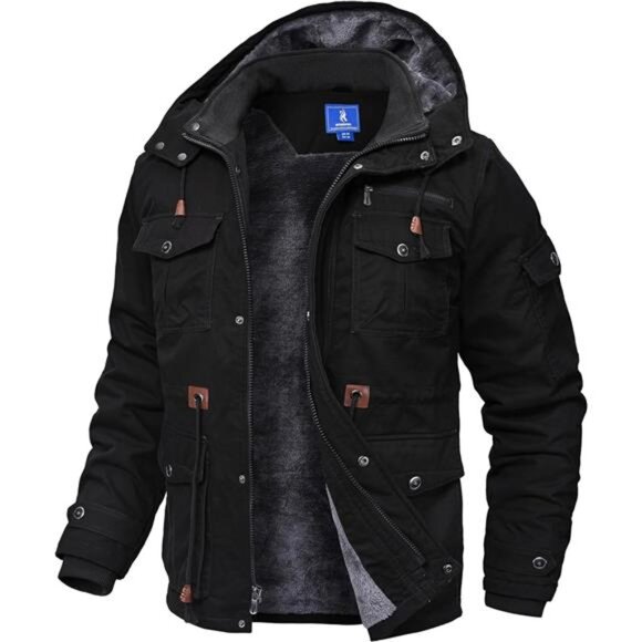 Winter Jackets for Men Fleece Lined Cotton Outdoor Winter Cargo Coats